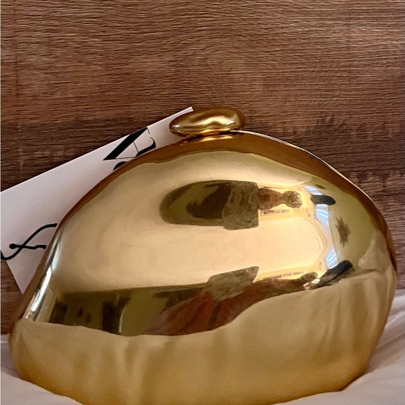 Zara NWT Gold Caja Metecrito Joya Jeweled Small Hard Case Crossbody Bag - Picture 6 of 11